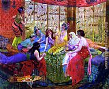 Georges Antoine Rochegrosse harem girls in an aviary ii painting